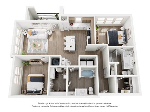 a 3 bedroom floor plan of a 2100 sq ft apartment